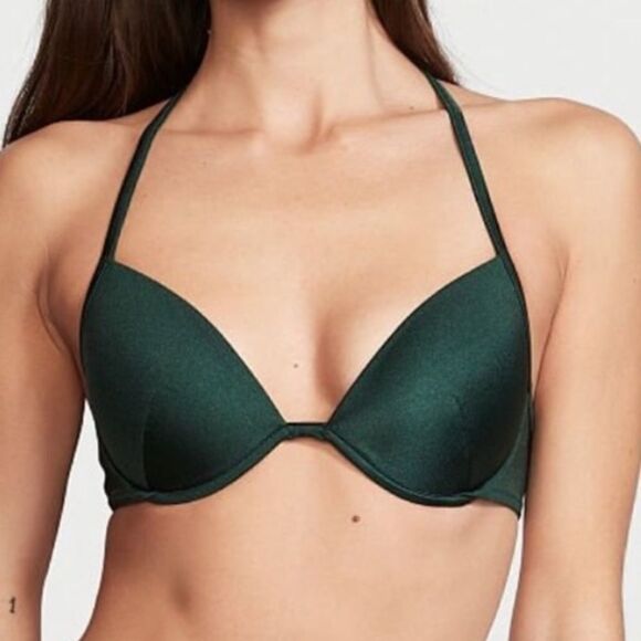 VS PUSH-UP SHINE T- BACK‎ STRAP FULL COVERAGE SWIMSUIT BIKINI TOP NWT 34D NWT - Picture 2 of 11